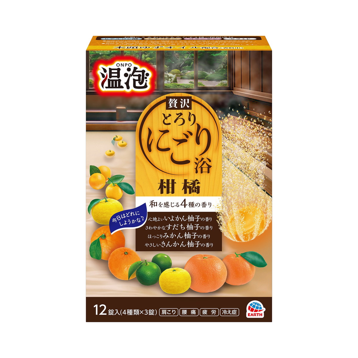 【送料込・まとめ買い×10個セット】アース製薬 温泡 ONPO 贅沢とろり にごり浴 柑橘 12錠入 入浴剤