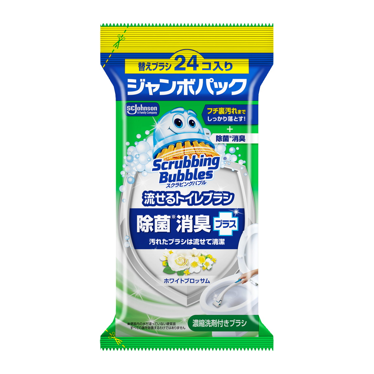 【送料込・まとめ買い×12個セット】ジョンソン スクラビングバブル 流せるトイレブラシ ホワイトブロッサム 替えブラシ ジャンボ 24コ入り