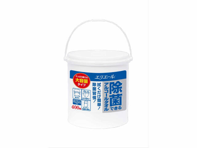 代引き手数料無料 大王製紙 エリエール 除菌できるアルコールタオル 大容量 本体 400枚入 バケツサイズ 除菌用ウエットティッシュ  4902011731163 qdtek.vn