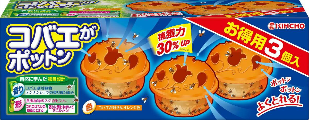 大日本除虫菊 金鳥 KINCHO コバエがポットン 置くタイプ 3個入 マイレピ P&Gストア 大日本除虫菊 コバエがポットン 吊るタイプ 2個入×024点セット(4987115542952)