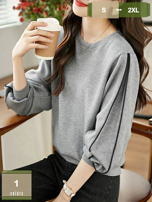 トレーナー レディース 長袖 シンプル tシャツ oversize スウェット プルオーバー ショート 薄手 無地 大きいサイズ おしゃれ オフィス クルーネック カットソー トップス 通勤 Tシャツ レイヤード 丸首 柔らかい ゆったり mysco