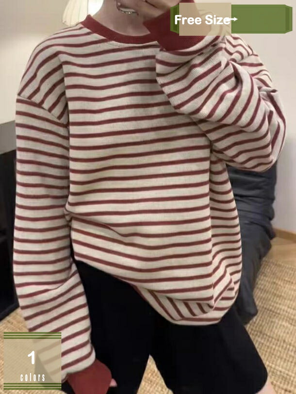 レディース ボーダー tシャツ トレーナー 上質 きれいめ スウェット プルオーバー ゆったり 体型カバー クルーネック 長袖 トップス 秋 冬 春 大きいサイズ 無地パーティー ストレッチ カットソー カジュアル コンフォート mysco