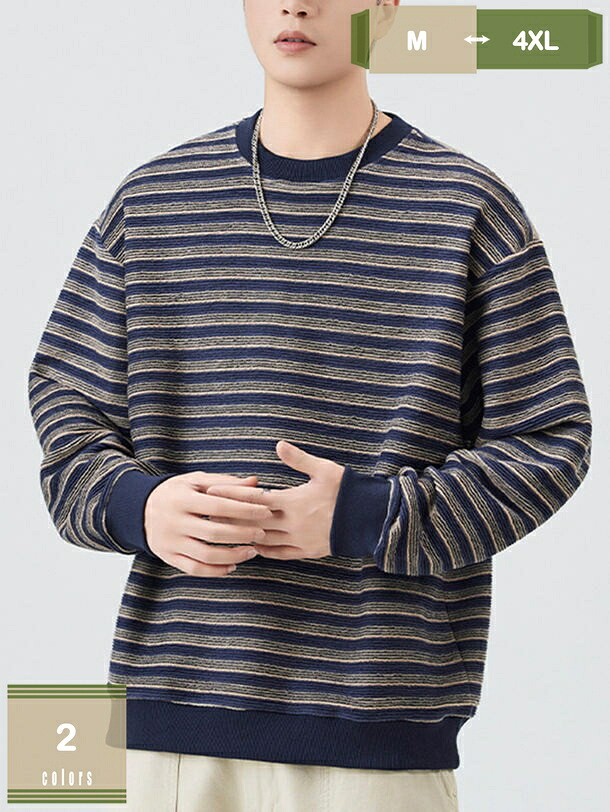 tシャツ メンズ 長袖 カットソー ロンt 秋服 ボーダー 100％綿 ゆったり ロングスリーブ カジュアル 柄 丸襟 冬服 メンズtシャツ 軽い 柔らかい 快適 おしゃれ ファッション ビッグt トップス 大きいサイズ 春 秋 mysco