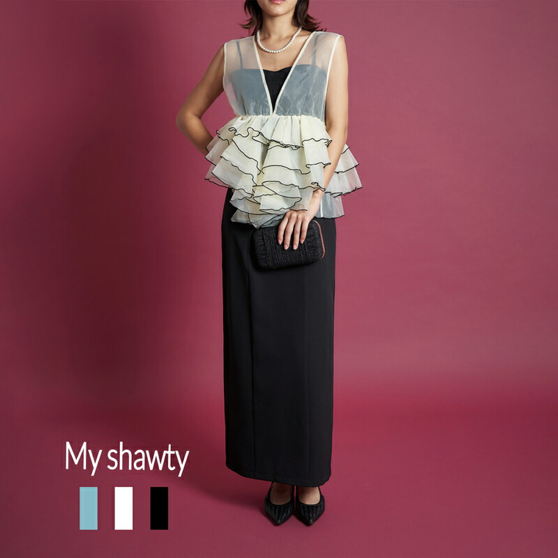 sheer volume top dress 御召しもの S大きさ M大きさ 3色つや 2way 華燭の典 フラウンス 寄りあい