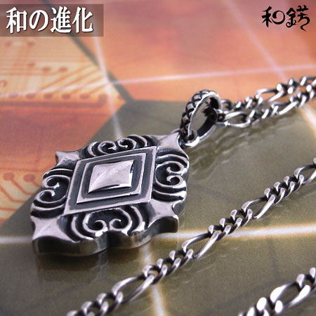 アラベスククロスペンダントトップ / シルバー アクセ アクセサリー メンズ ネックレス 和 和柄 日本製 ハンドメイド 送料無料|mysta