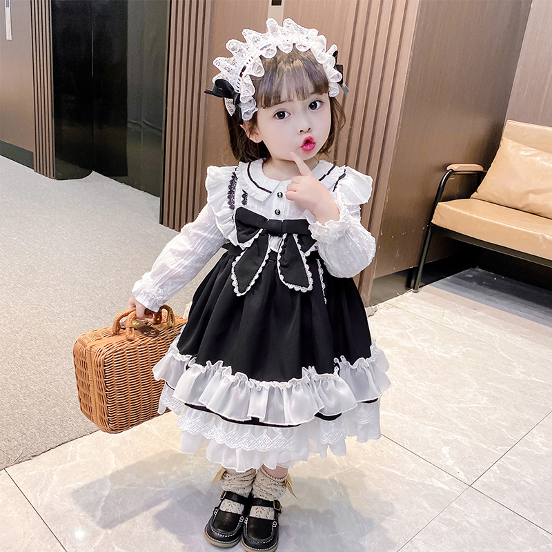 ワンピース 子供 ロリータ キッズ 長袖 メイド ロリータ服 女の子 洋服 秋冬 七五三 コスプレ 子どもドレス クリスマス ゴスロリ Lolita 90 100 110 1 130 Martirosian Am