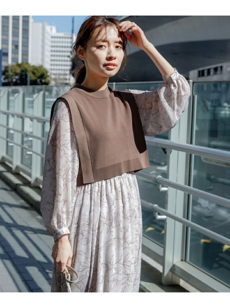 W ベストsetツインガラop Mysty Woman ミスティウーマン ワンピース 長袖ワンピース ブラック ベージュ パープル 送料無料 Rakuten Fashion Southwestne Com