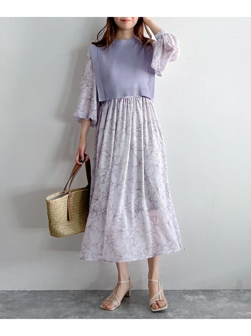 W ベストsetツインガラop Mysty Woman ミスティウーマン ワンピース 長袖ワンピース ブラック ベージュ パープル 送料無料 Rakuten Fashion Southwestne Com