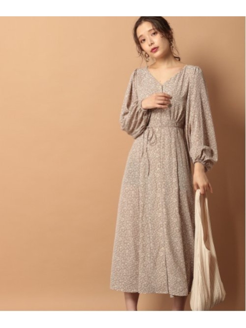 楽天市場 Rakuten Fashion フラワーマキシlsop Mysty Woman ミスティウーマン ワンピース 長袖ワンピース カーキ ブラック ブラウン 送料無料 Mysty Woman