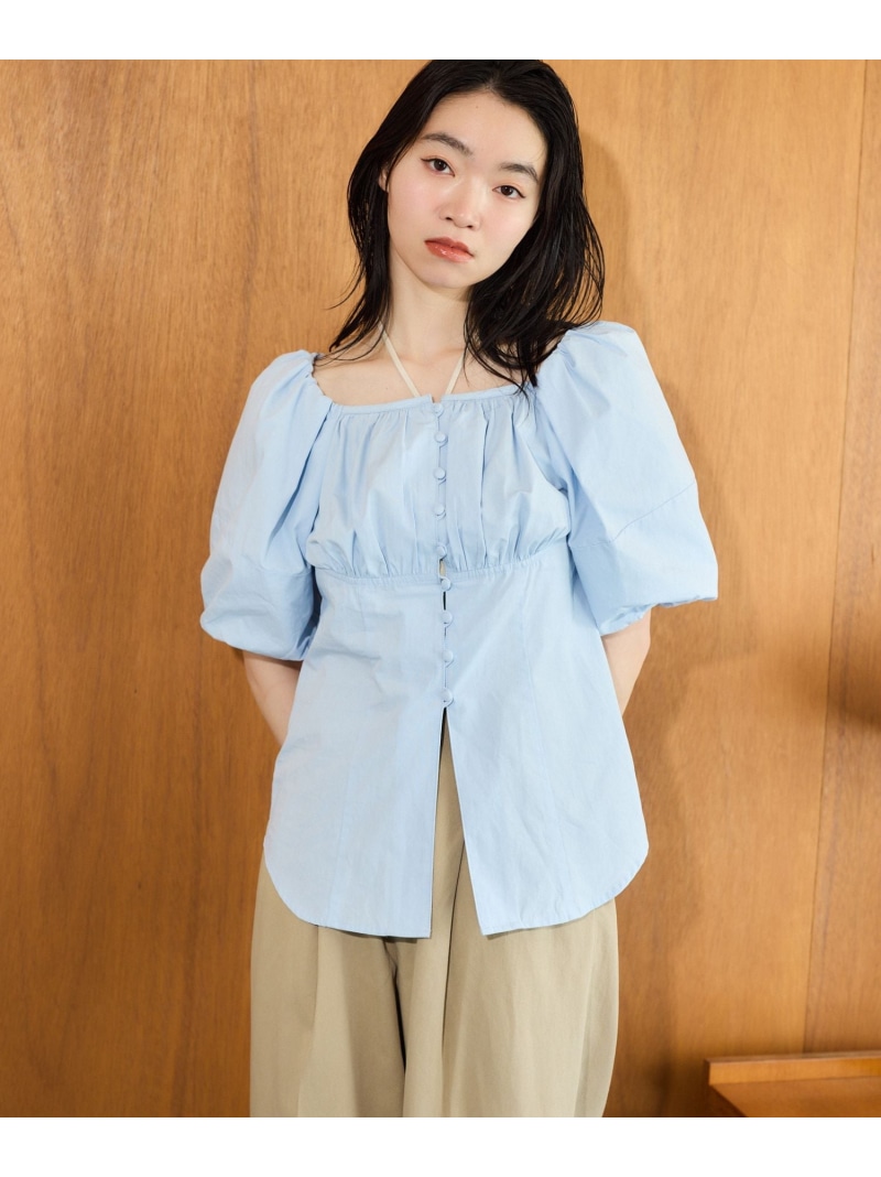 アソートスクエアネックパフブラウス mysty woman ミスティウーマン トップス シャツ・ブラウス【送料無料】[ Fashion]