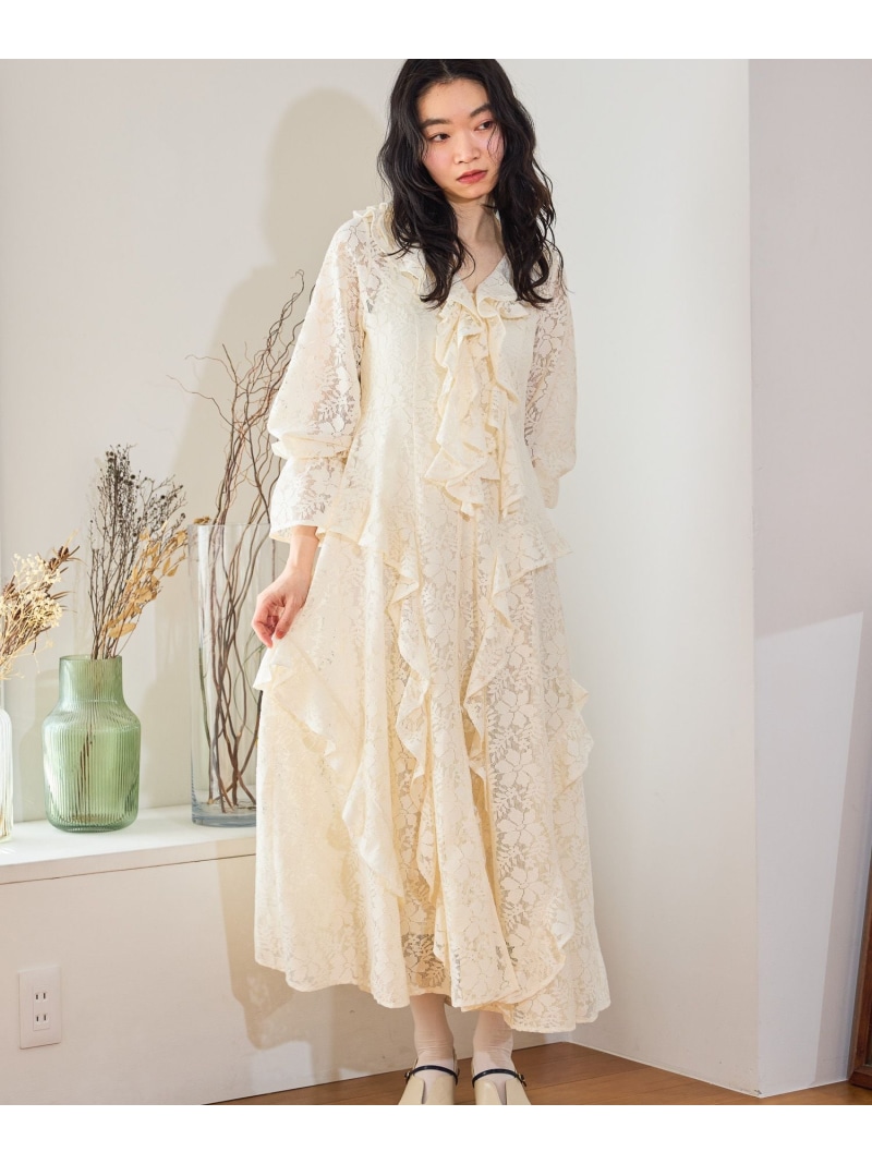 【SALE／50%OFF】ラッフルレースワンピース mysty woman ミスティウーマン 衣装・御召しもの 衣装 黒いこと 白いこと【RBA_E】【貨物輸送無料】[ Fashion]
