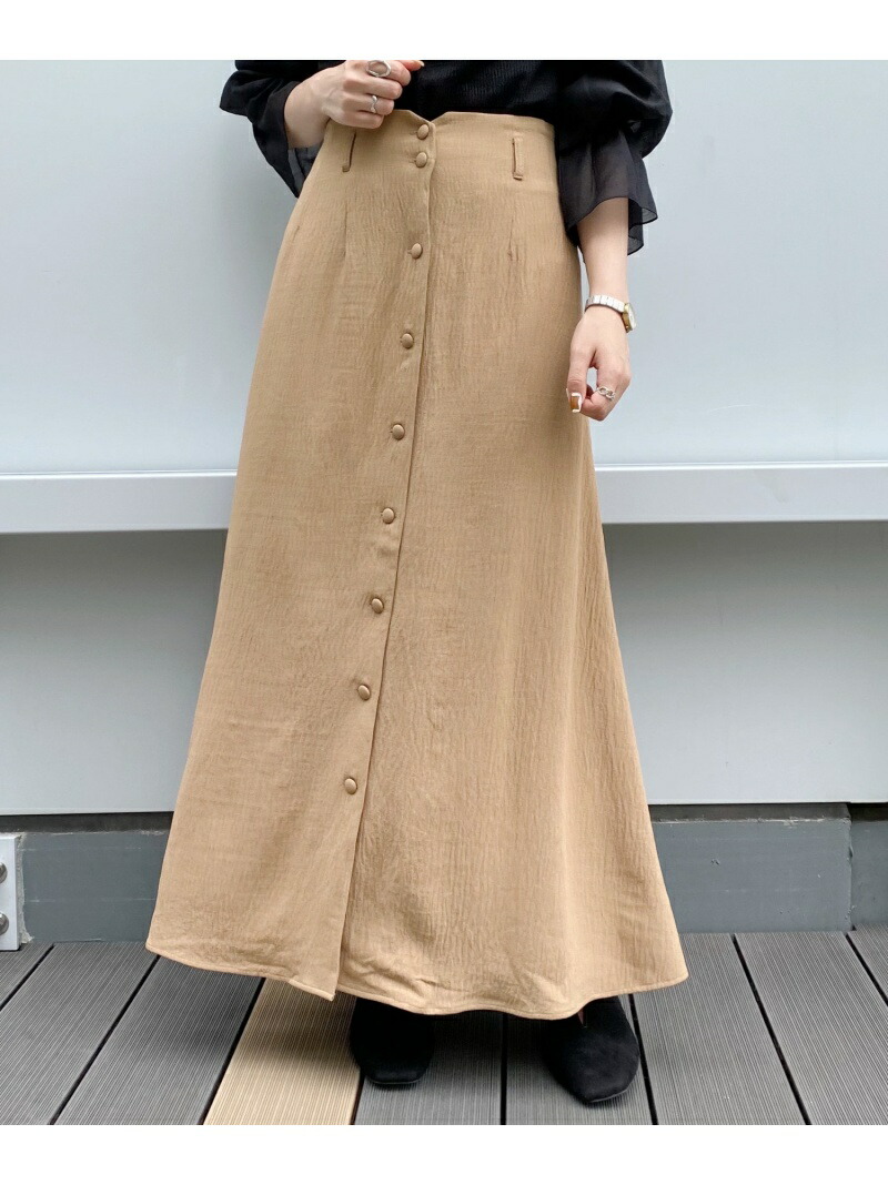 楽天市場 Sale 50 Off ヨウリュウボタンフレアsk Mysty Woman ミスティウーマン スカート フレアスカート ベージュ グリーン ブラック オレンジ Rba E Rakuten Fashion Mysty Woman