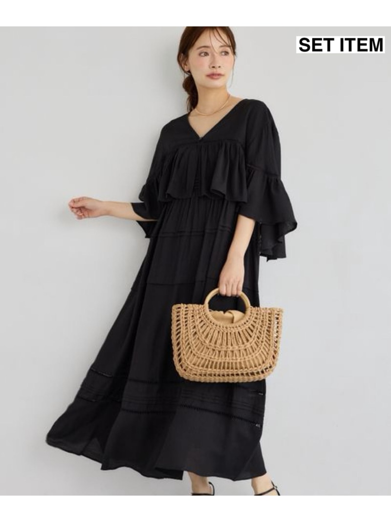 【SALE／30%OFF】ペプラムブラウスキャミワンピSET mysty woman ミスティウーマン 衣裳・お召しもの 衣裳 白いこと 黒いこと ベージュ【RBA_E】【貨物輸送無料】[ Fashion]