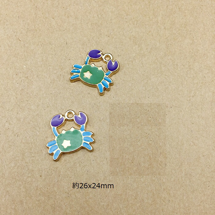 カニ　ゴールド　デザイン チャーム 約2.2cm 楽天市場】3個入 24mm×14mm メタルチャーム カニ ゴールド / 蟹