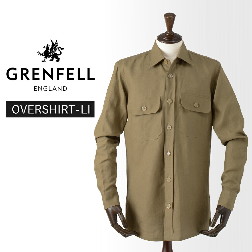 【40%OFF/必要経費50,600円】グレンフェル 新品 厚地の外套ティーシャツ OVERSHIRT-LI 38 ベージュ 麻：100％ 国内決まり品 連合王国製 GRENFELL #f10010 GF38 コート・ジャケット-メンズファッション