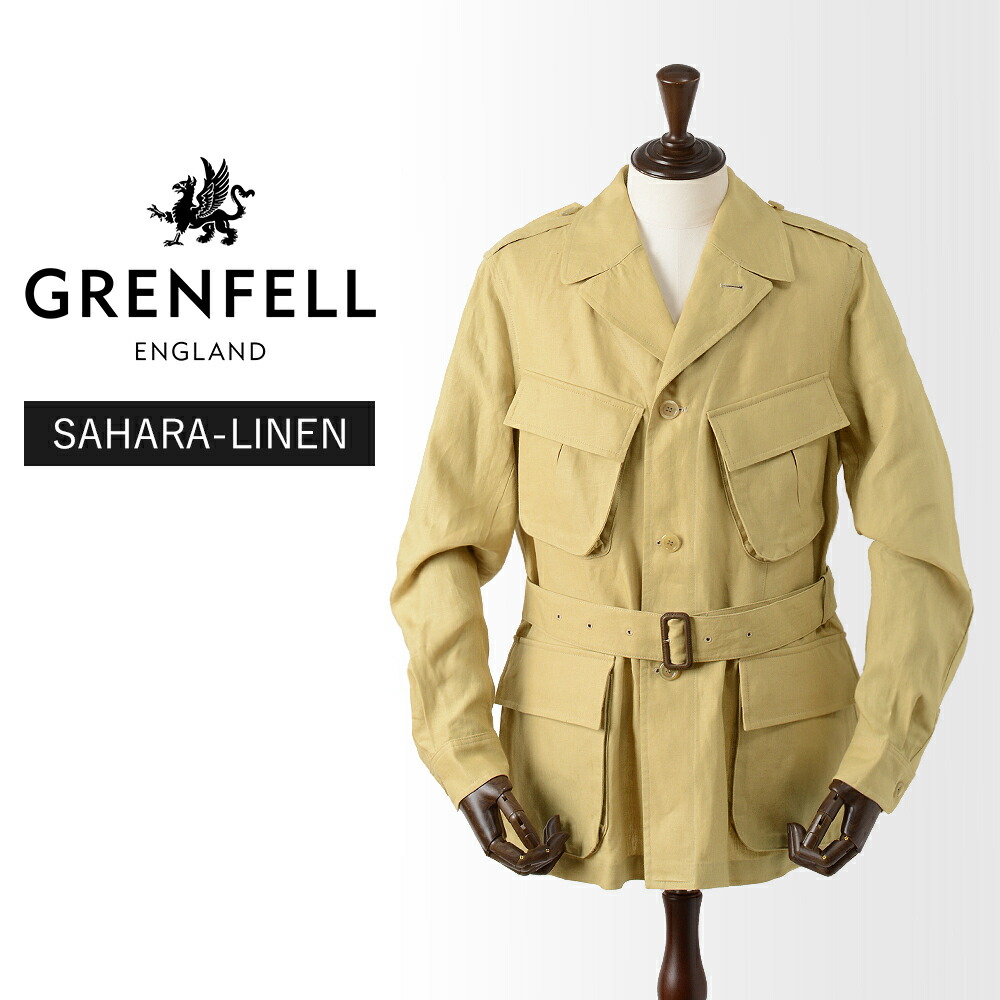 GRENFELLグレンフェル リネンジャケット 38 オフホワイト英国製 黒タグ GRENFELLグレンフェル リネンジャケット 38 オフホワイト英国製 黒タグ