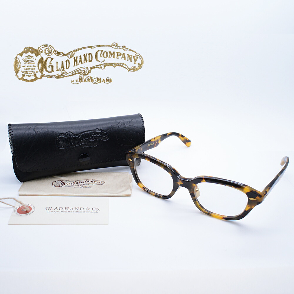 【在庫限り】グラッドハンド × 丹羽雅彦 新品 ジミーグラス メガネ F ゴールド イエロー アンバー 日本製 #f10414●3