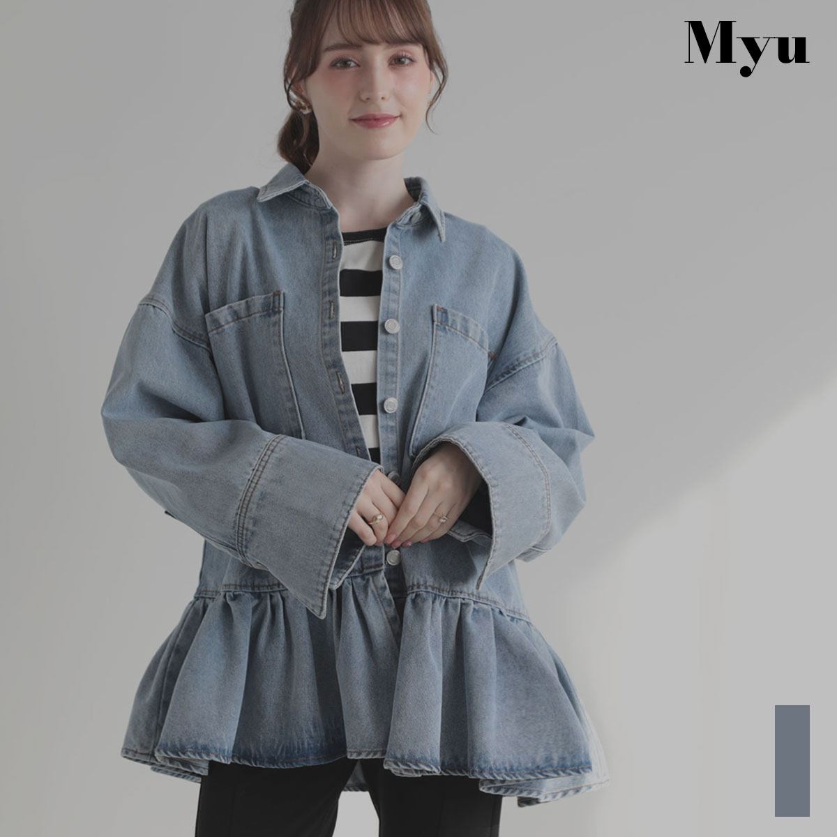 5,994円!!押さえる70%OFFクーポン券で：【FRILL OVER DENIM SHIRT(im002)TH】レディース 高押し出し 美伝達ルート 生やさしい 体型覆いかぶせる【電子メイル便差しゆるす】