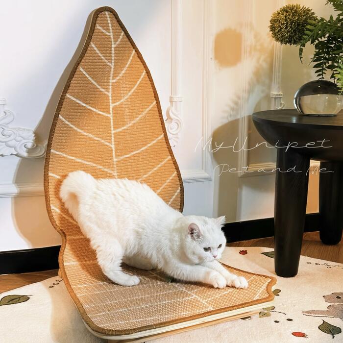 猫 爪とぎ 木の葉型 キャットスクラッチャー 木製 今めかしい 北欧 自然的 サイザル麻 2WAY くつろぎ 寝台 パウダーコンパクト 軽さ 取り替えっこ式 子ネコ 中型猫 室内装飾 赤銅色 黄色 上滑り打ちきり付き添い人 MyUnipet