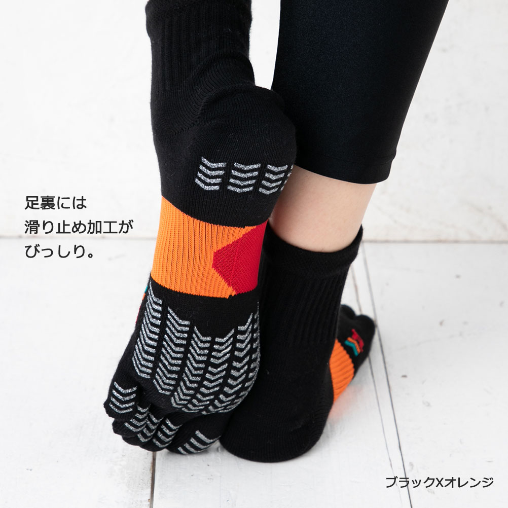 楽天市場 フィットネス 5本指 ソックス 足裏全面滑り止め ショート丈 22 25cm 黒 白 ネイビー スポーツソックス レディース レッグウェア専門店 美足花舞