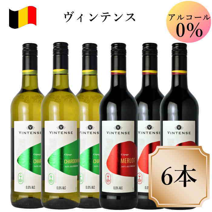 ノンアルコールワイン 6本セット ヴィンテンス 750ml ベルギー スタッセン ノンアルワイン 赤 白 スパークリング 脱アルコール ワインテイスト 休肝日 妊婦 授乳中 ギフト プレゼント 飲み比べ 送料無料