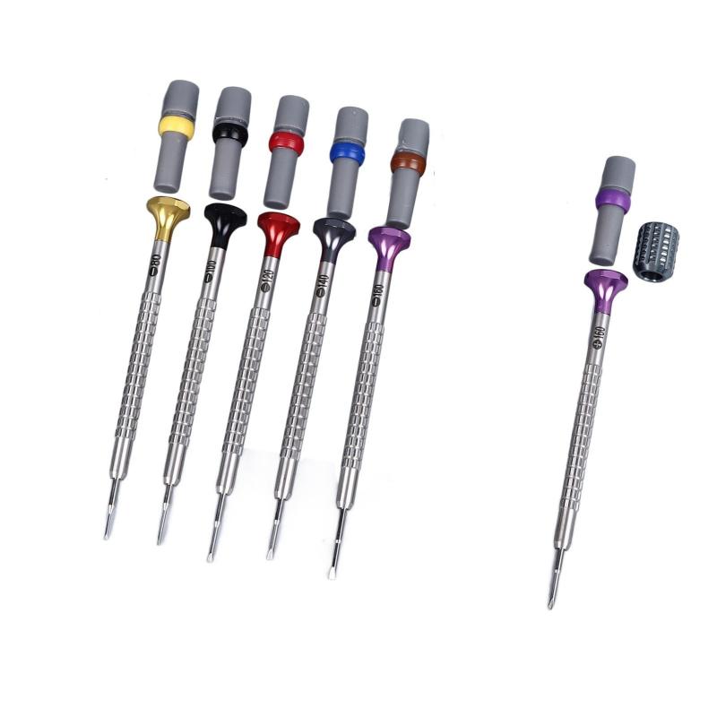 時計工具 腕時計修理用ドライバー 6本組 太軸 0.8mm 1.6mm マイナス プラス対応 精密ドライバーキット メガネ 眼鏡 電子機器 メンテナンス 分解 組み立て 交換 調整 DIY 修理作業用