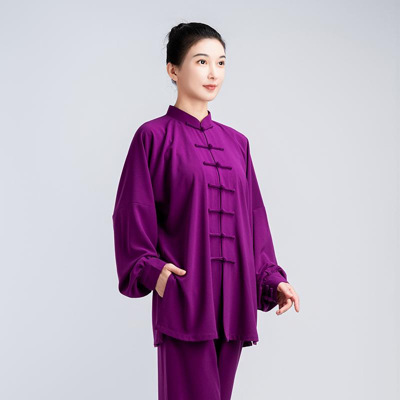 太極拳 服 レディース メンズ カンフー 武術 ウェア トレーニング 練習 秋冬 厚手 パープル ワインレッド ブルー