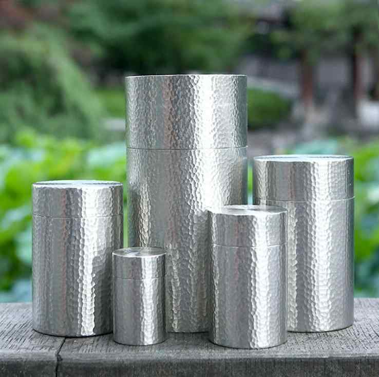 茶筒 おしゃれ 茶缶 キャニスター お茶入れ 紅茶 コーヒー豆 保存容器 大小 密封 倉庫 ポータブル 旅行 金属 ギフト ボックス シルバー|モズラボ
