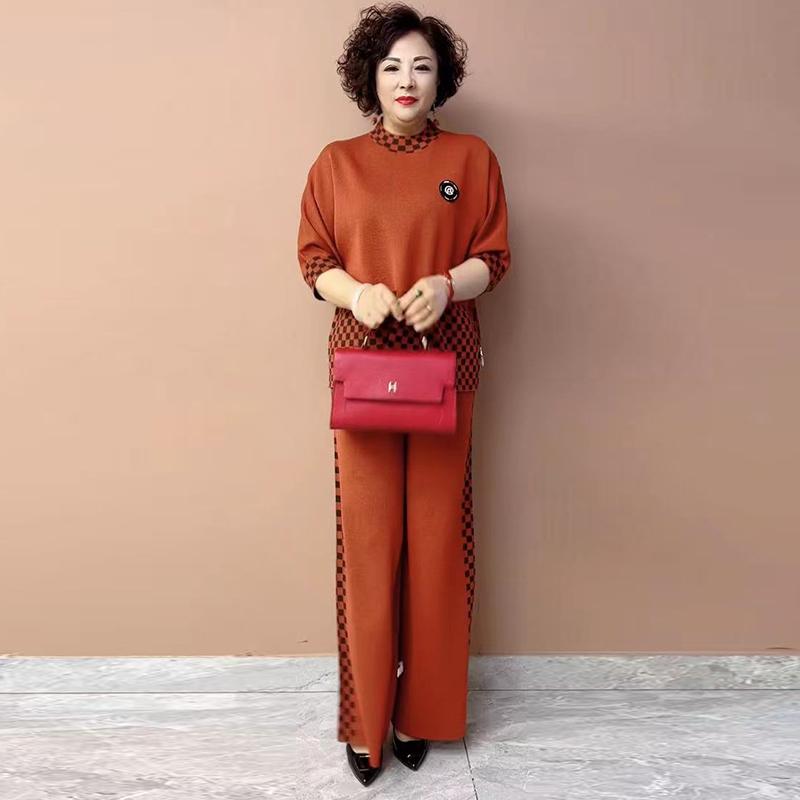 レディース お上さん服 春 半袖 内燃機関 リネン編み物 心地よい 背広 ラウンドのど首 韓国 あぶら身 押しかぶせる おっ母さん 広広とした ズボン下 今めかしい 2点 仕掛ける 雅びやか