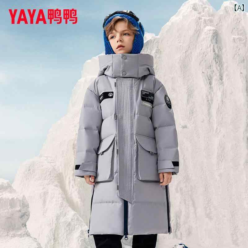 ダウンジャケット キッズ コート 子供服 アウター ロング おしゃれ かわいい 男の子 ミドル丈 厚手 秋冬 ブラック グレー ブルー｜モズラボ