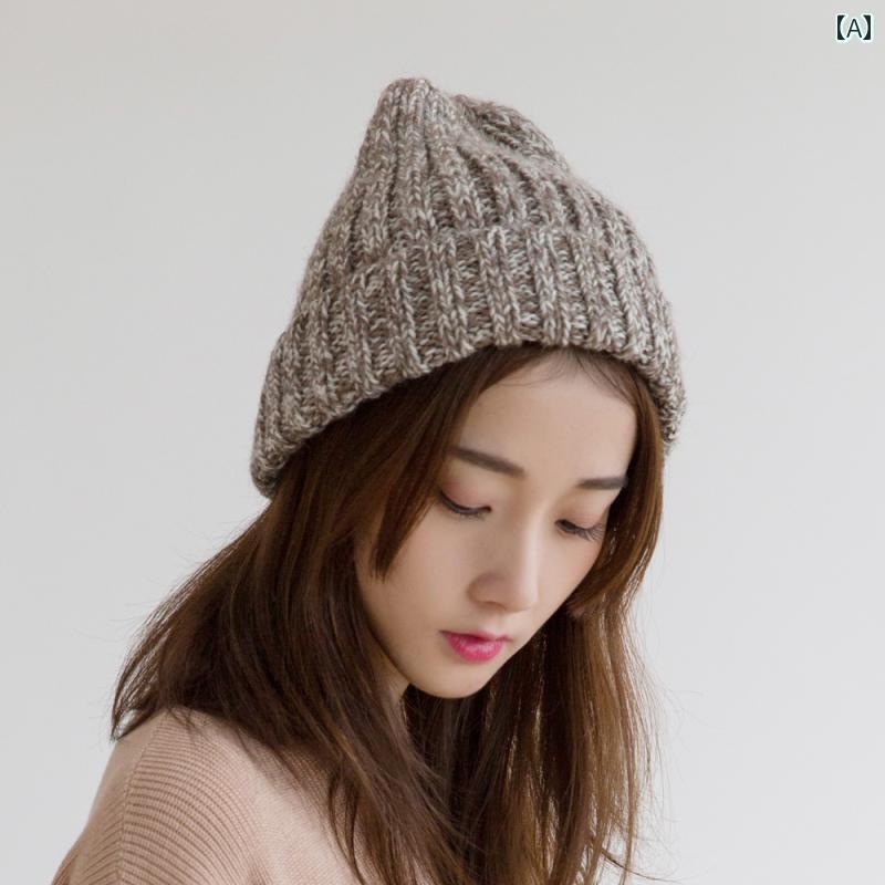 ニット帽 レディース 帽子 かわいい おしゃれ 秋冬 韓国 ウール 暖かい キャメル グレー ブラック