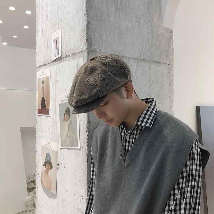 C'estAlaBankウールキャスケットハンチングハットブラックグレー黒灰色 C'estAlaBankウールキャスケットハンチングハットブラックグレー