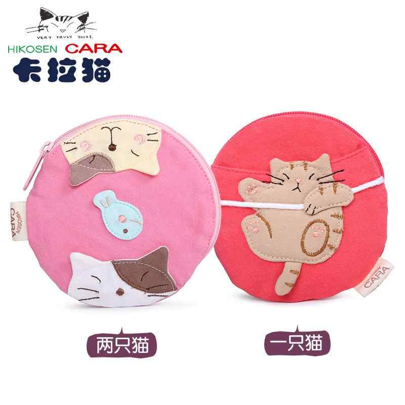 ポーチ 小銭入れ レディース ミニ 財布 コインケース かわいい ジッパー キャンバス アクセサリー 収納 猫 猫 ブルー グリーン レッド
