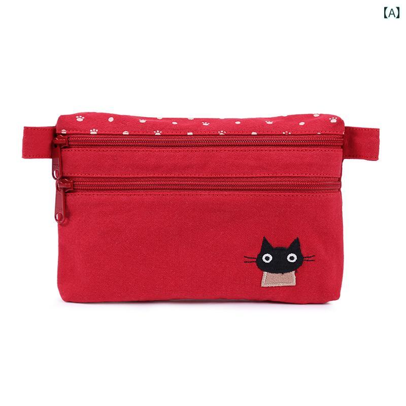 小銭入れ レディース ミニ 財布 コインケース かわいい キャンバス カード キー 小さい レッド ブラック ポーチ 猫 猫