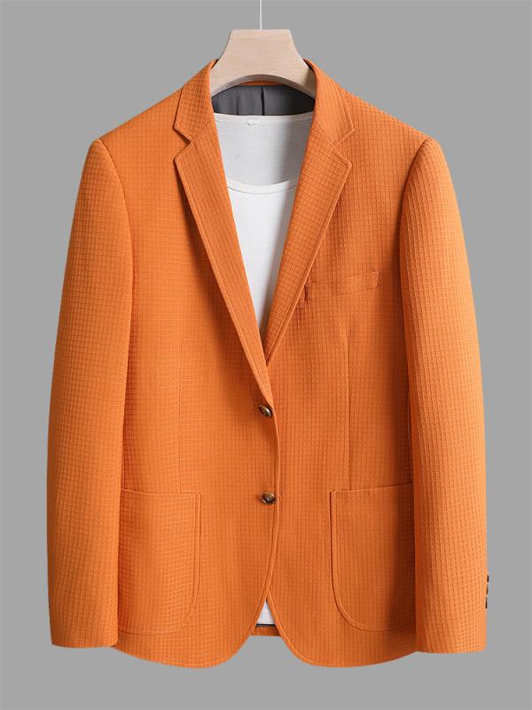 テーラード ジャケット 紳士服 メンズ カジュアル スーツ 春 無地 チェック柄 韓国 スリム ワンピース ジャケット フォーマルにも シンプル 高汎用性 ワッフル生地｜モズラボ