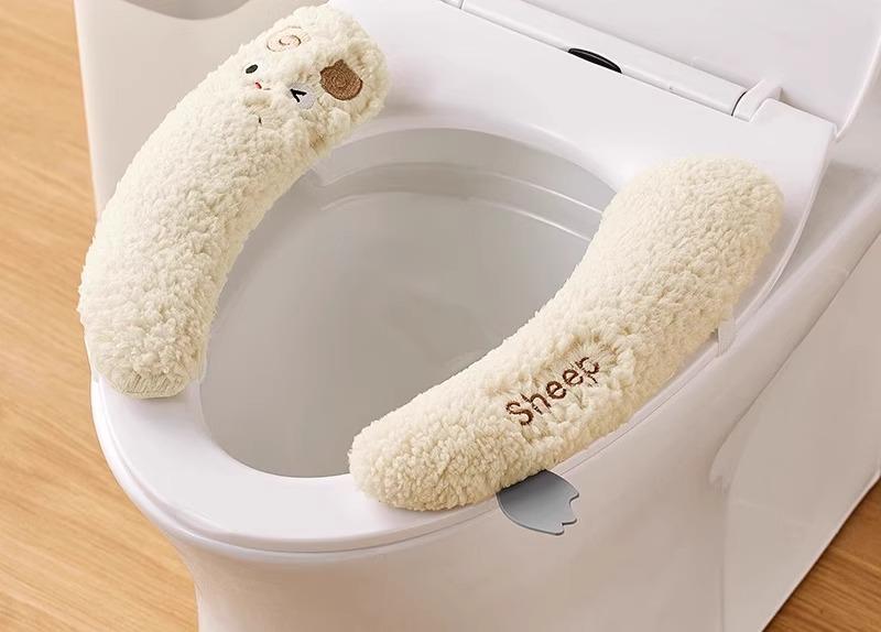 トイレカバー 便座 シート 家庭 かわいい おしゃれ オールシーズン 冬 ふわふわ 厚手 ベージュ ブルー グリーン