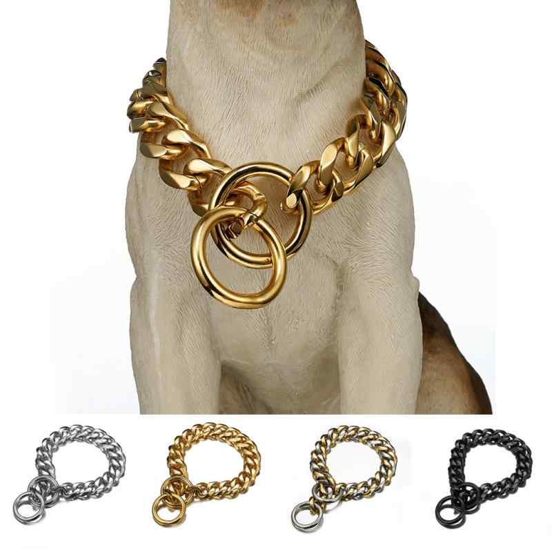 犬 首輪 チェーン 首飾り アクセサリー ネックレス ペット用品 大きめ 太め チタン鋼 ステンレス リング おしゃれ ゴールド シルバー 黒