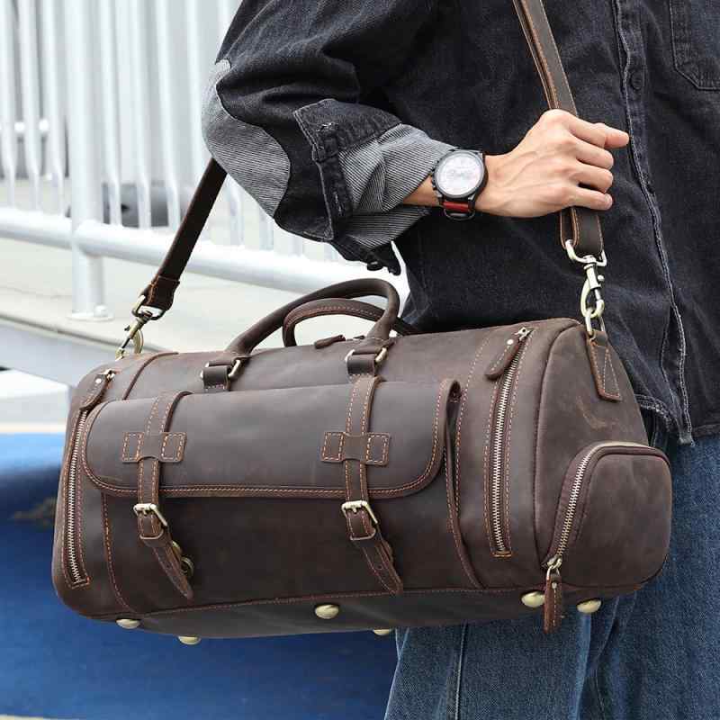 ボストンバッグ トラベル 出張 旅行 大容量 ビジネス ハンドバッグ メンズ 最上層 牛革 ジム バッグ 革 荷物 ソフトハンドル レトロ レザー ショルダーストラップ