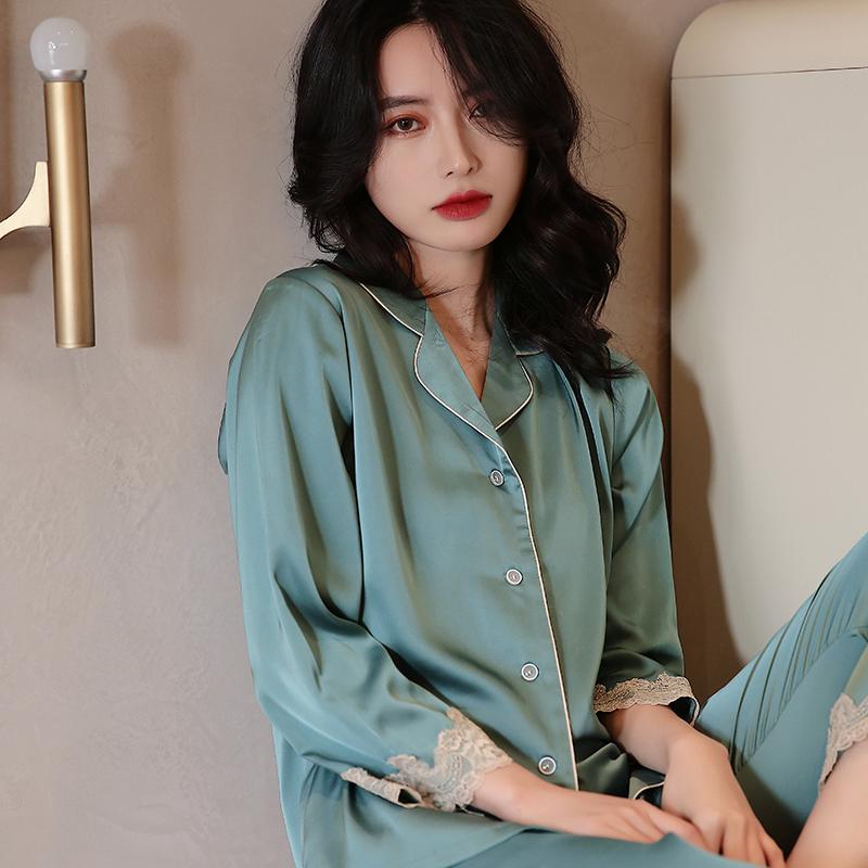 レディース ホーム ナイト ウェア 女性用 パジャマ 夏 冷感 長袖 ツーピース セット 春秋 カジュアル スーツ
