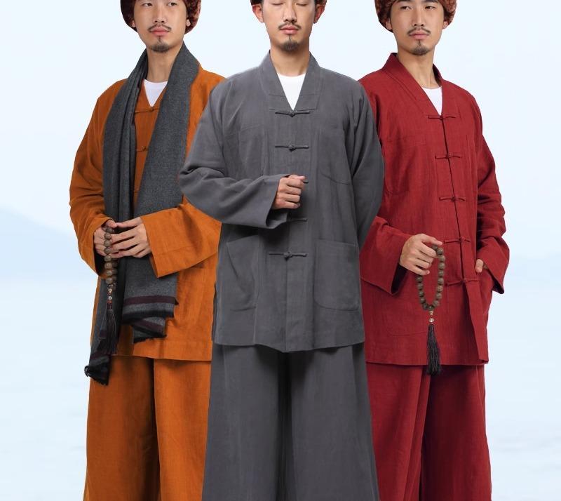 僧侶 衣装 春秋 メンズ レディース 大人 お坊さん 仏教 中国風 通気性 柔らかい 快適 コスプレ ハロウィン 演劇 シンプル おしゃれ セット グレー イエロー