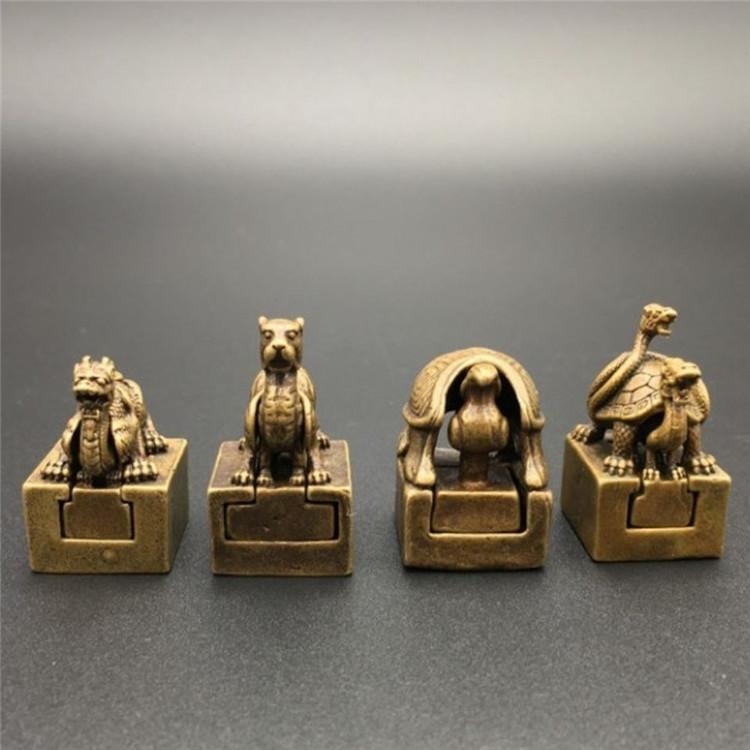 中国風 アクセサリー 置き物 骨董品 アンティークシール 四神獣 シール 玄 武 青 龍 白虎 朱雀 息子 レジャー シール 収集品 おもちゃ