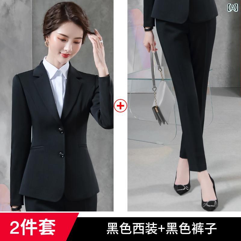 レディース スーツ 女性 長袖 春秋 スリムフィット 作業服 ビジネスウェア ホテル フロント デスク 受付 2点セット 3点セット 婦人服 爽やか