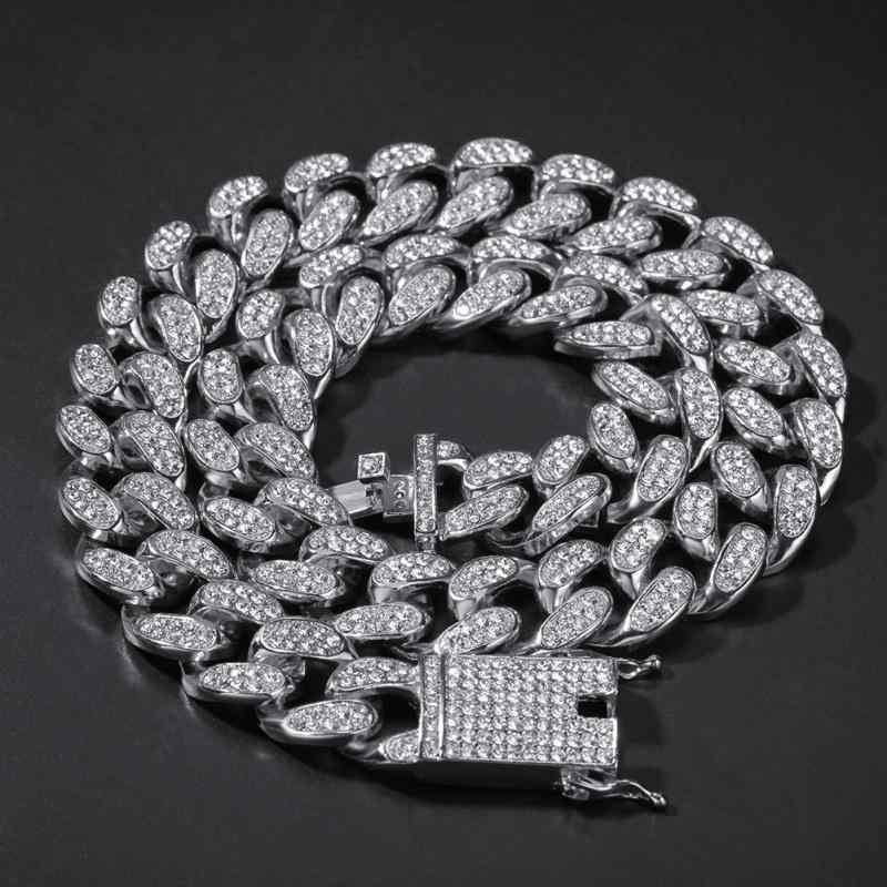 太い チェーン ネックレス 極太 マイアミ キューバン ヒップホップ ラップ アメリカン ストリート ICED OUT アイスアウト フル ストーン ブレスレット メンズ アクセサリー シンプル