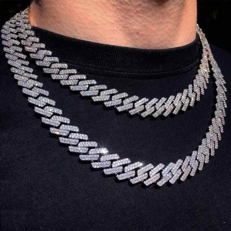 太い チェーン ネックレス 極太 マイアミ キューバン ヒップホップ ごつい ラップ アメリカン ストリート ICED OUT アイスアウト 菱形 ストーン いっぱい ブレスレット メンズ 幅 14 mm アクセサリー