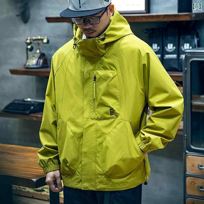 メンズ 発条 上衣 アウトドア 防風 ボンネット付き添い人 山登り アメリカン 役立つこと的 細工物御召しもの ファスナー ラグラン捩り 烏兎 余暇 長袖