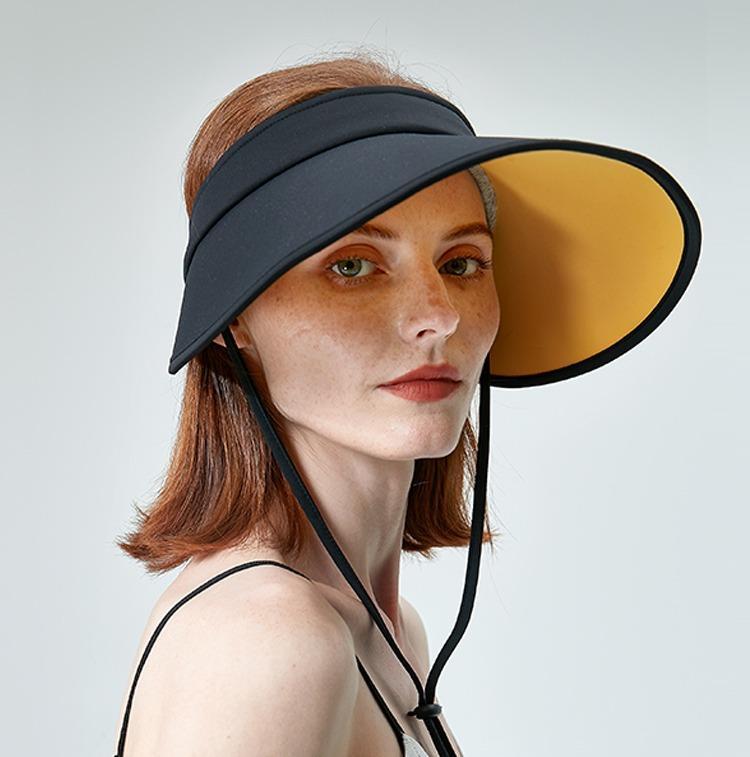 サンバイザー レディース 唾液広 日焼押しとどめる 紫外線打つ手 日よけ 無償性大きさ あご紐付 春夏 秋 小顔成り行き お出かけ 運動競技ご覧なさる 分かりやすい 黒 サクラ色 黄味がかった