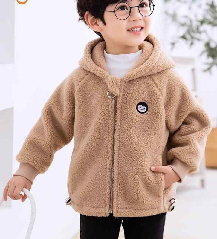 ボア ジャケット キッズ 子供 秋冬 韓国 男の子 アウター コート もこもこ 厚手 暖かい 快適 防寒 お出かけ ジップアップ ポケット フード シンプル おしゃれ グレー 紺