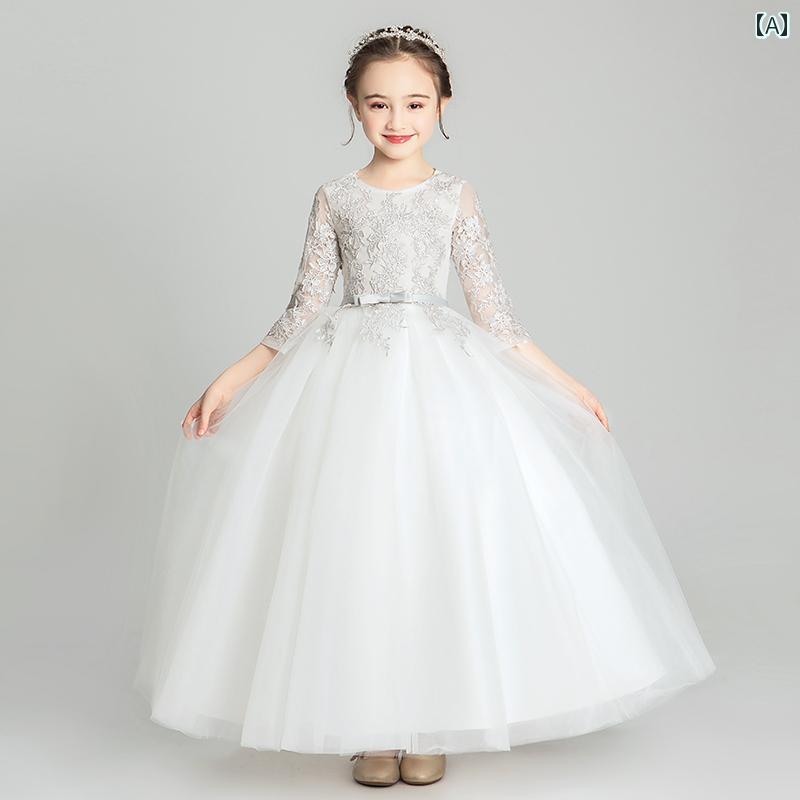 女の子 キッズ イブニングドレス お姫様 誕生日 プリンセス ドレス ウェディングドレス ハイエンド ピアノ 演奏 春夏 ロングドレス 衣装 発表会