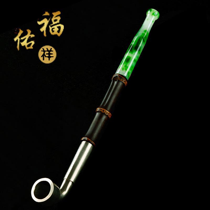 キセル タバコ パイプ昔ながら タバコ バッグ 翡翠 拡張 タバコ ホルダー 紫竹 タバコ ロッド ドライ タバコ バッグ昔ながらの 銅 タバコ バッグ ポット メンズ パイプ
