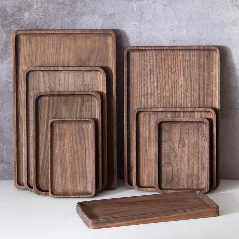 無垢材 北米産 ブラックウォールナット パレット ティーカップ 木製 ティートレイ 長方形 プレート ソーサー 盆 正方形 お膳